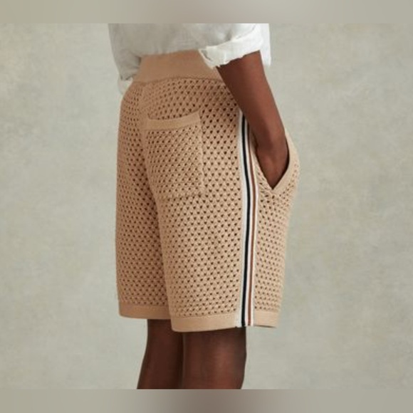 REISS CREEK COTTON BLEND CROCHET DRAWSTRING SHORTS
COLOR: TAUPE - Picture 2 of 3